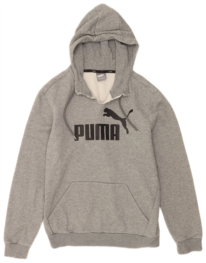 Felpa con cappuccio grafica da uomo Puma in cotone chiazzato grigio medio