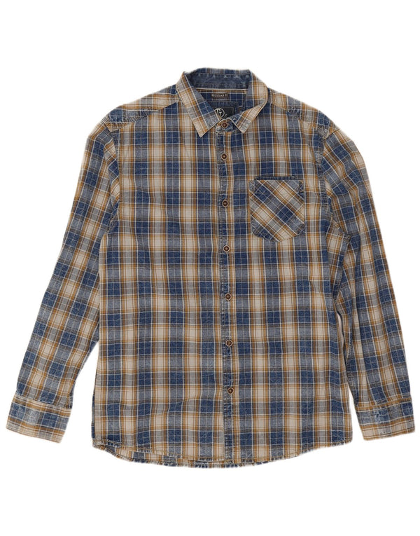 Camicia da uomo dalla vestibilità regolare Tom Tompson in cotone a quadri blu navy medio