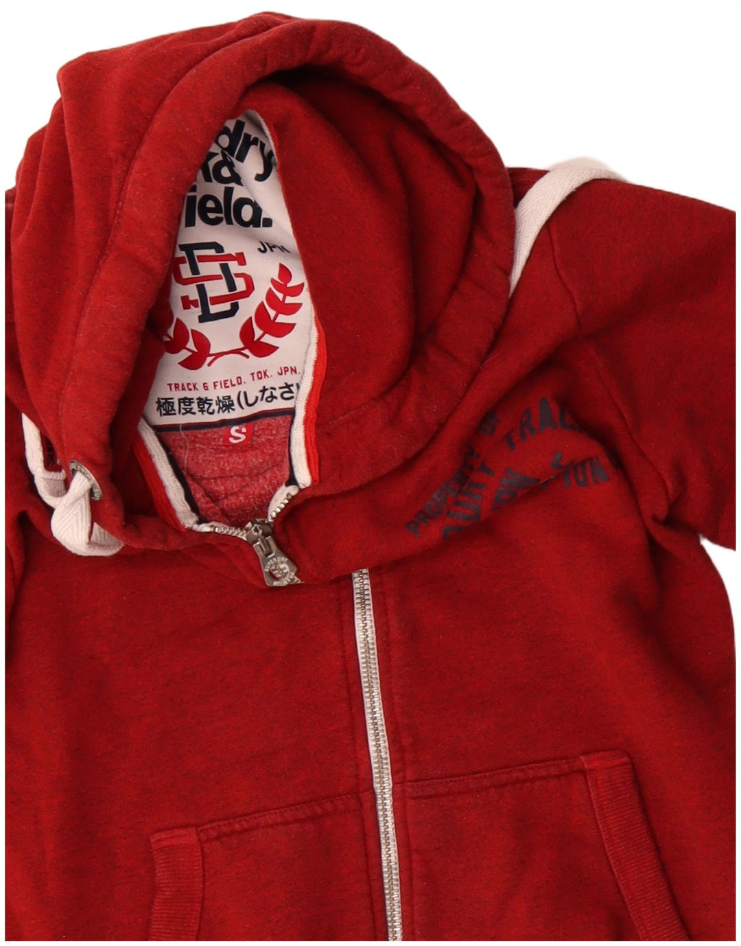 Maglione con cappuccio e zip grafica da uomo Superdry piccolo in cotone rosso