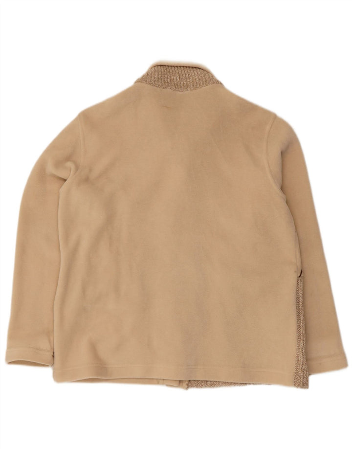 Giacca in pile oversize da donna vintage UK 10 Small Beige Colourblock