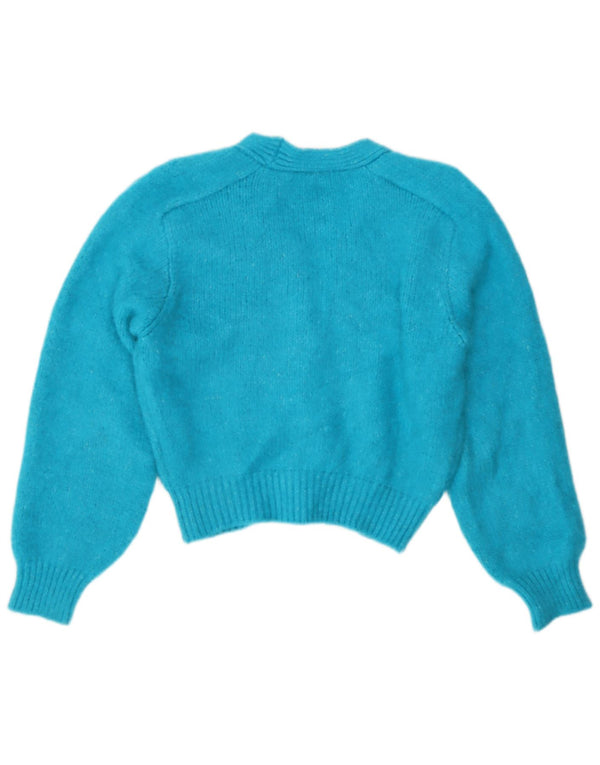 Maglione cardigan corto vestibilità ampia da donna Zara UK 10 piccolo acrilico blu