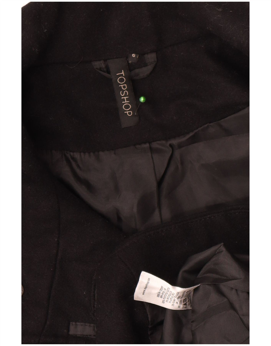 Cappotto da marinaio oversize da donna Topshop UK 6 XS poliestere nero