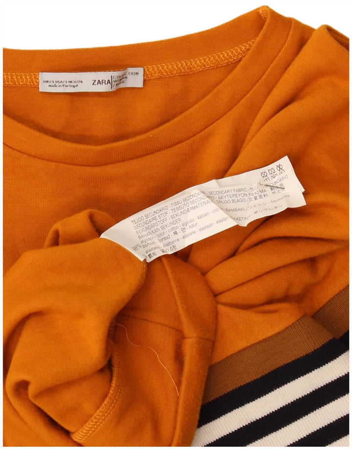 Felpa oversize da donna Zara UK 10 piccola a righe arancioni