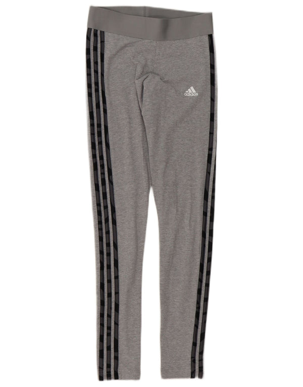 Adidas Womens Leggings UK 4/6 XS Grey Cotton