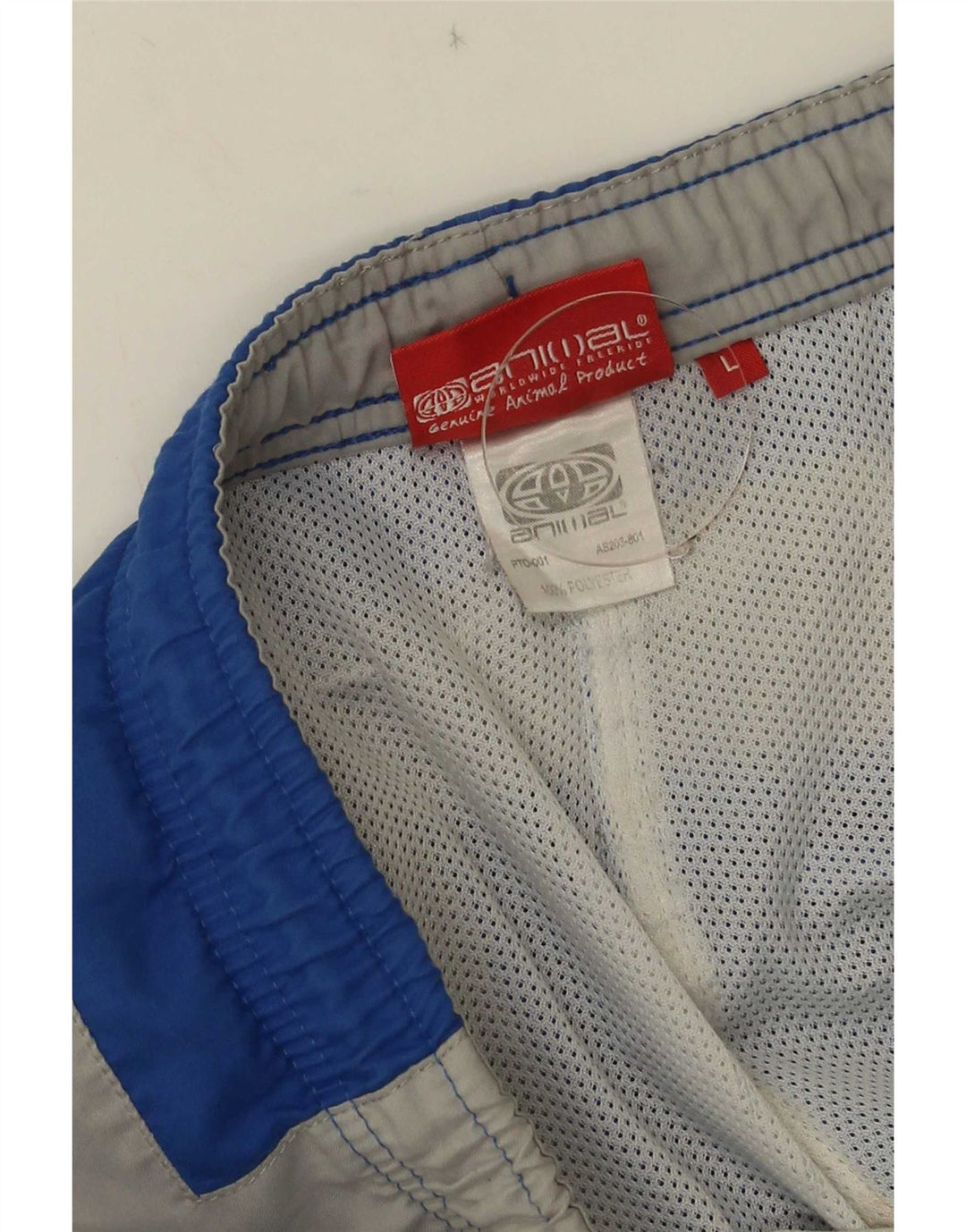Pantaloncini da bagno con grafica da uomo con animali, grande, in poliestere color block blu