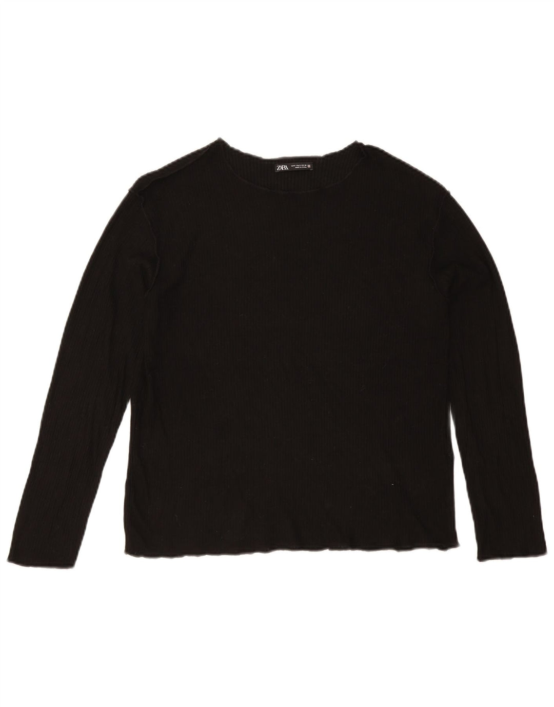 Top Zara da donna a maniche lunghe UK 10 Small in viscosa nera