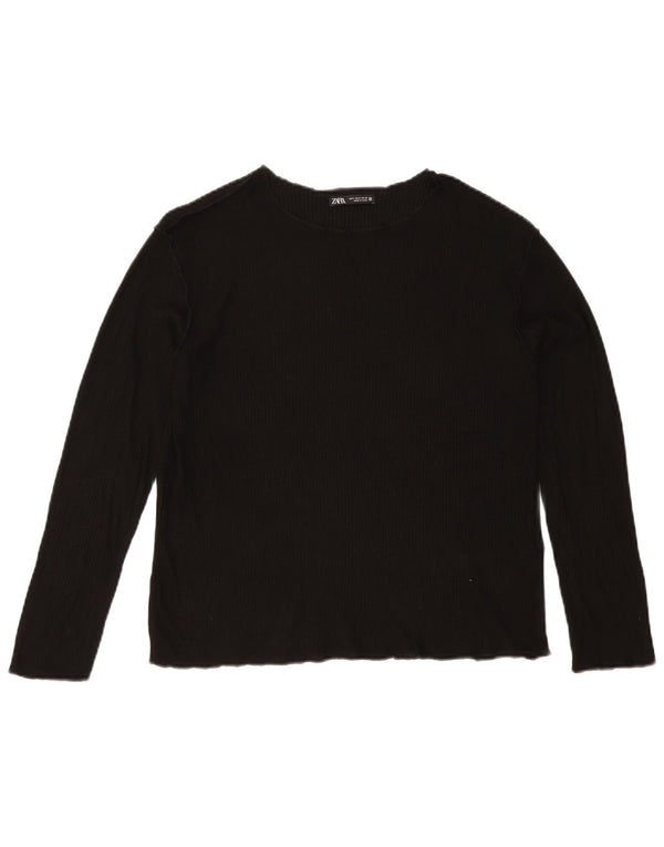 Top Zara da donna a maniche lunghe UK 10 Small in viscosa nera