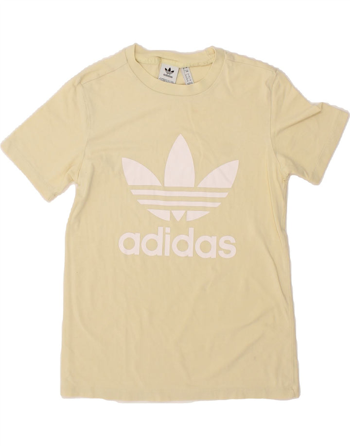 ADIDAS Womens Graphic T-Shirt Top UK 8 Small  Beige Vintage Adidas and Second-Hand Adidas from Messina Hembry 