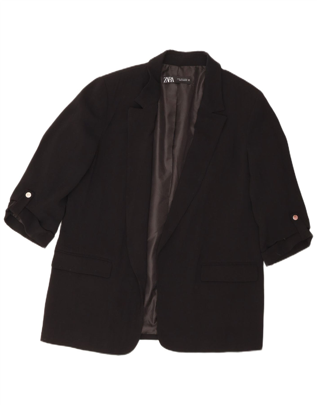 Giacca blazer aperta da donna con maniche a 3/4 Zara UK 18 XL poliestere nero