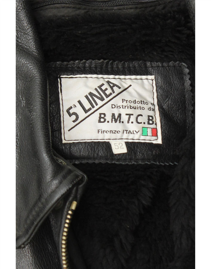 Giacca in pelle militare vintage da uomo IT 52 XL in pelle nera
