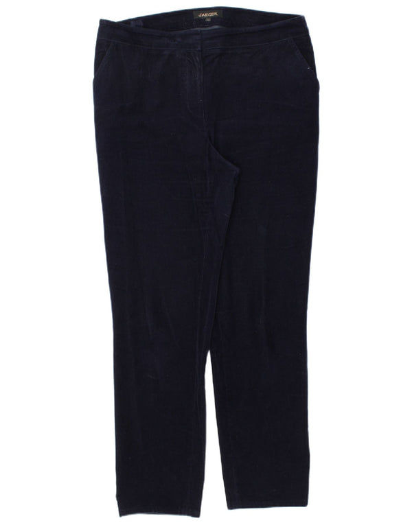 Pantaloni slim da donna in velluto a coste Jaeger UK 12 Medium W32 L28 Cotone blu navy
