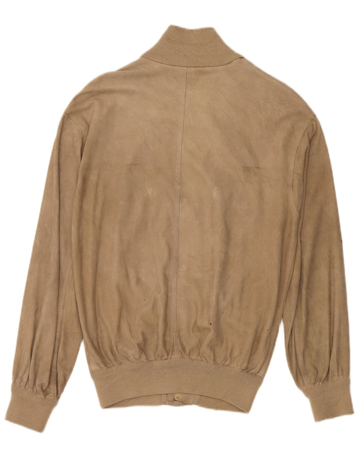 Giubbotto bomber in pelle scamosciata vintage da uomo UK 38 Beige medio