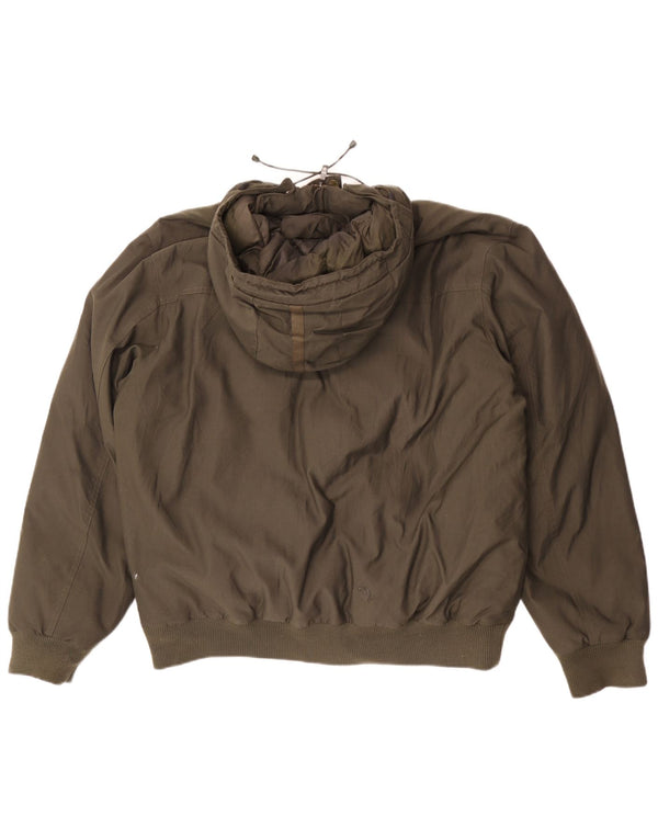 Giacca imbottita con cappuccio da uomo Adidas UK 40 Large Khaki Nylon