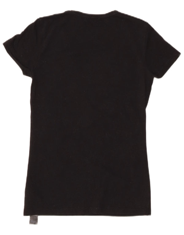 T-shirt grafica da donna EMPORIO ARMANI UK 8 piccola in cotone nero