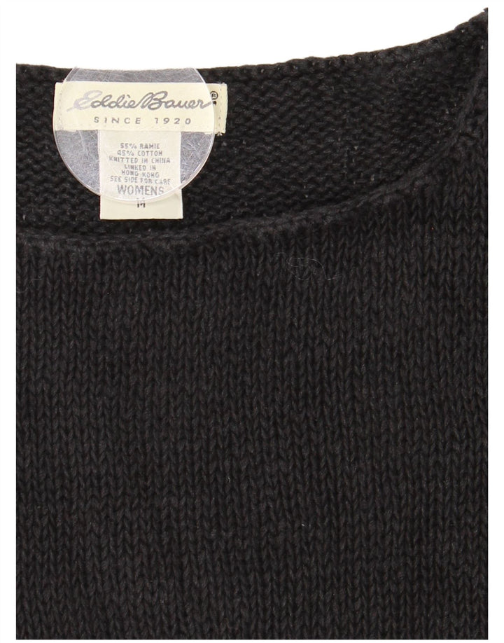 Eddie Bauer maglione da donna con scollo a barca corto UK 12 medio nero