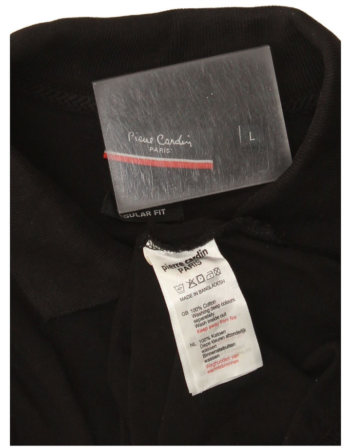 Polo da uomo vestibilità regolare Pierre Cardin grande cotone nero