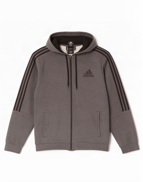 Maglione con cappuccio e zip Adidas da uomo grande grigio