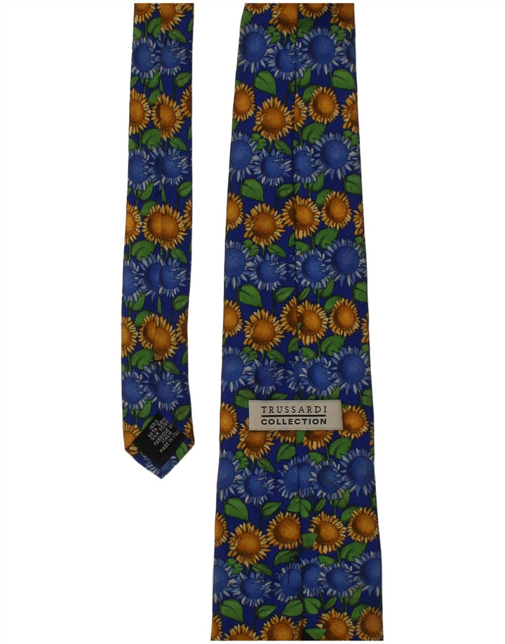 Cravatta Trussardi Uomo Grafica Taglia Unica Seta Floreale Blu