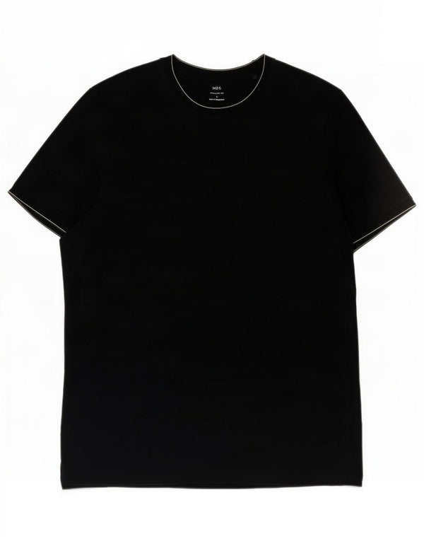 T-shirt da uomo Marks & Spencer vestibilità regolare Top Large in cotone blu navy
