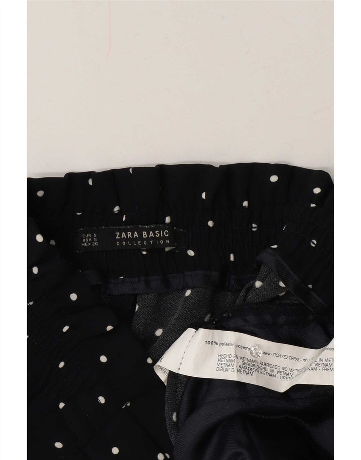 Pantaloni Capri da donna con pegging Zara piccoli W26 L20 poliestere maculato blu navy