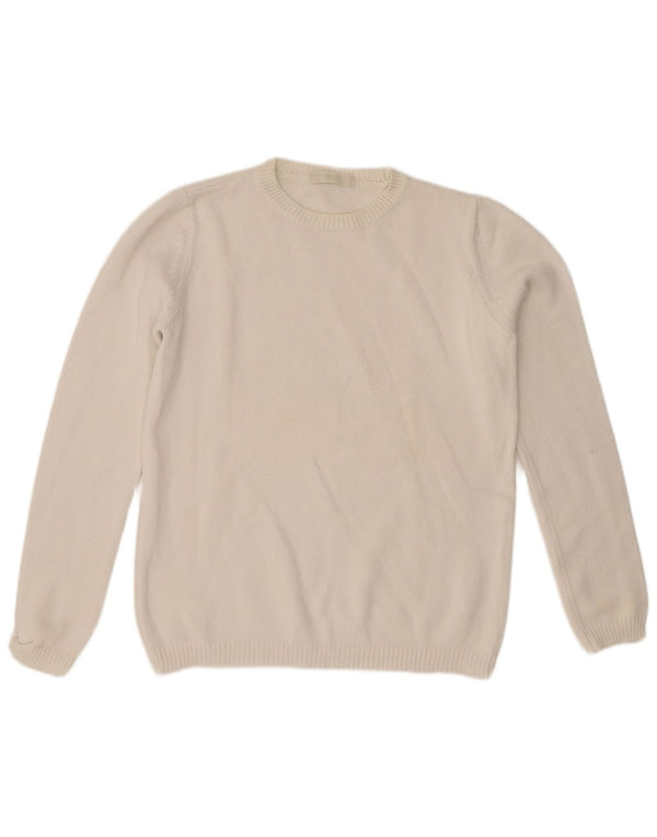 Maglione maglione girocollo da donna Marks & Spencer UK 10 piccolo cotone bianco
