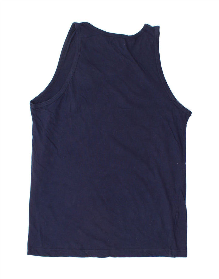 VINTAGE Mens Vest Top Medium Navy Blue Cotton Vintage Vintage and Second-Hand Vintage from Messina Hembry 