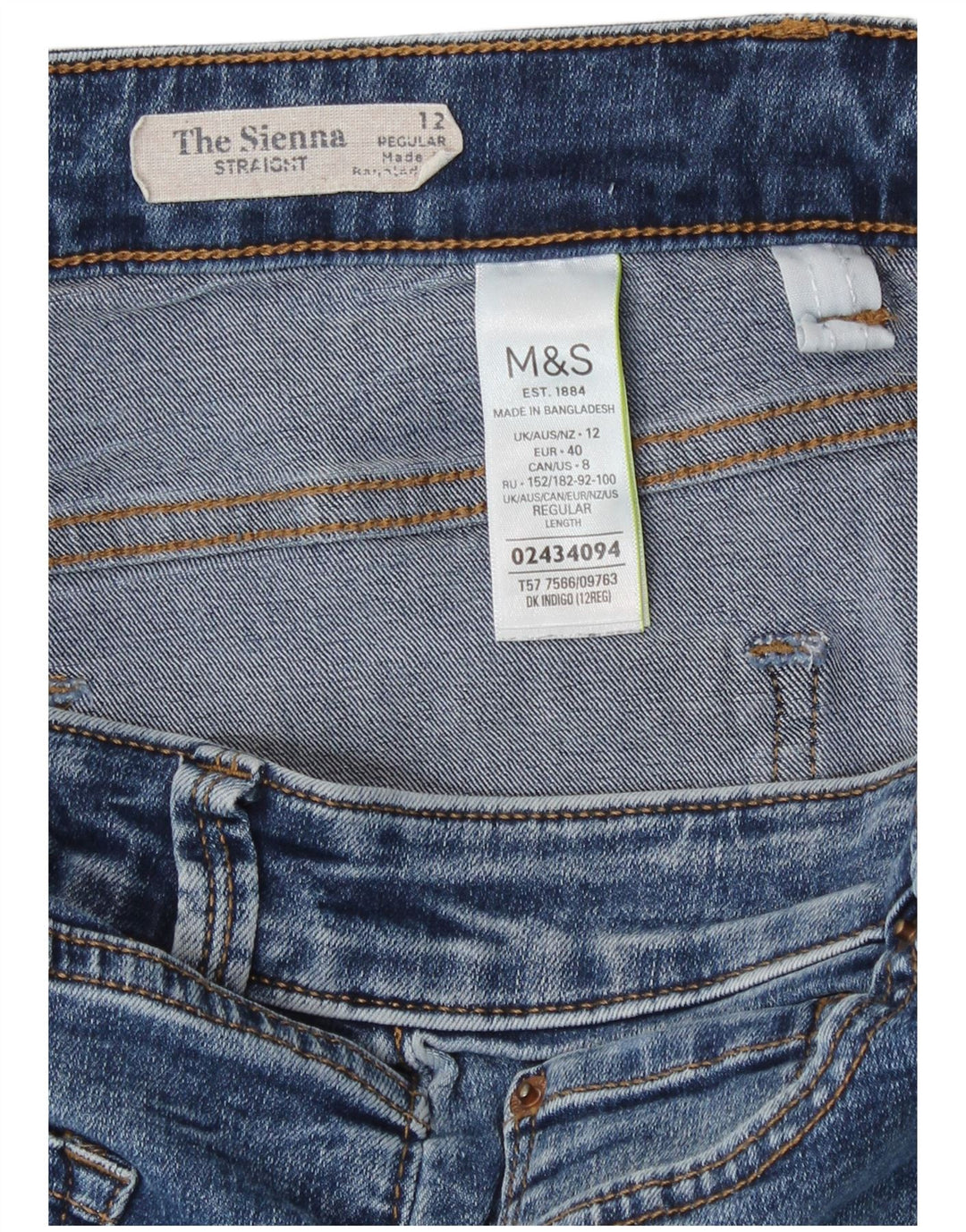 Jeans dritti Marks & Spencer da donna The Sienna UK 12 medio W28 L29 blu