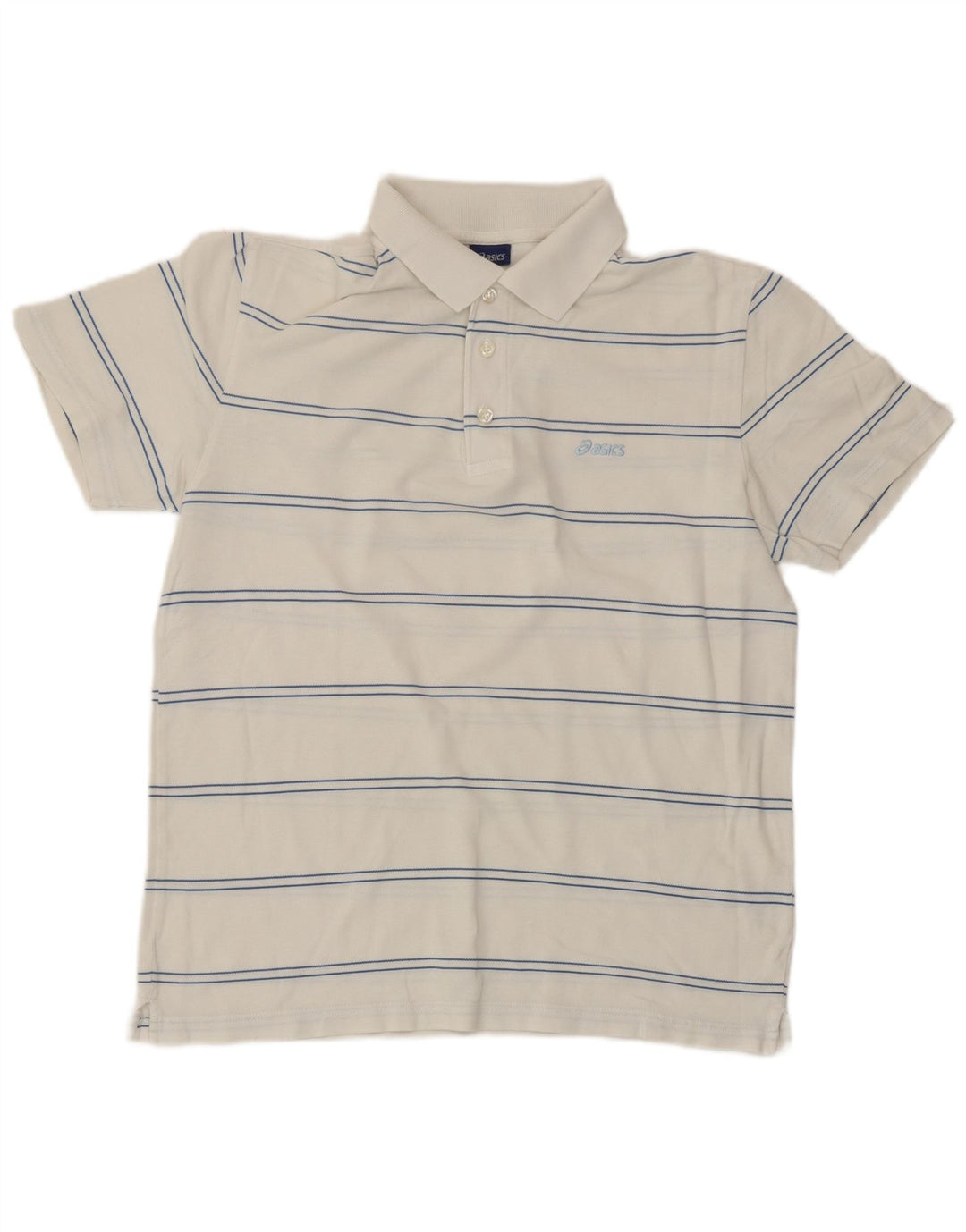 Polo Asics da uomo in cotone a righe bianche medie