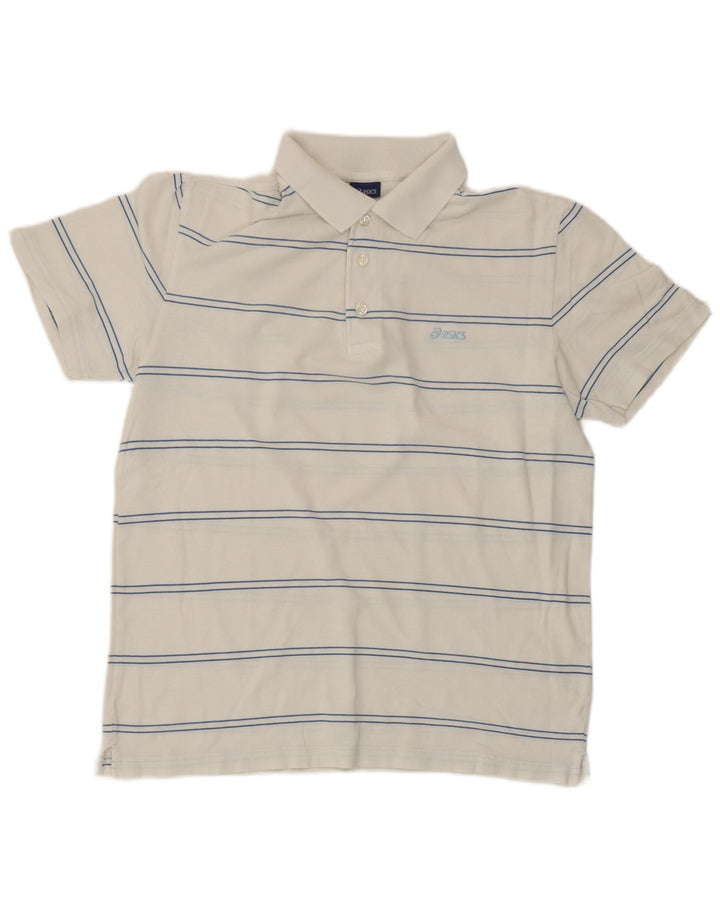 Polo Asics da uomo in cotone a righe bianche medie