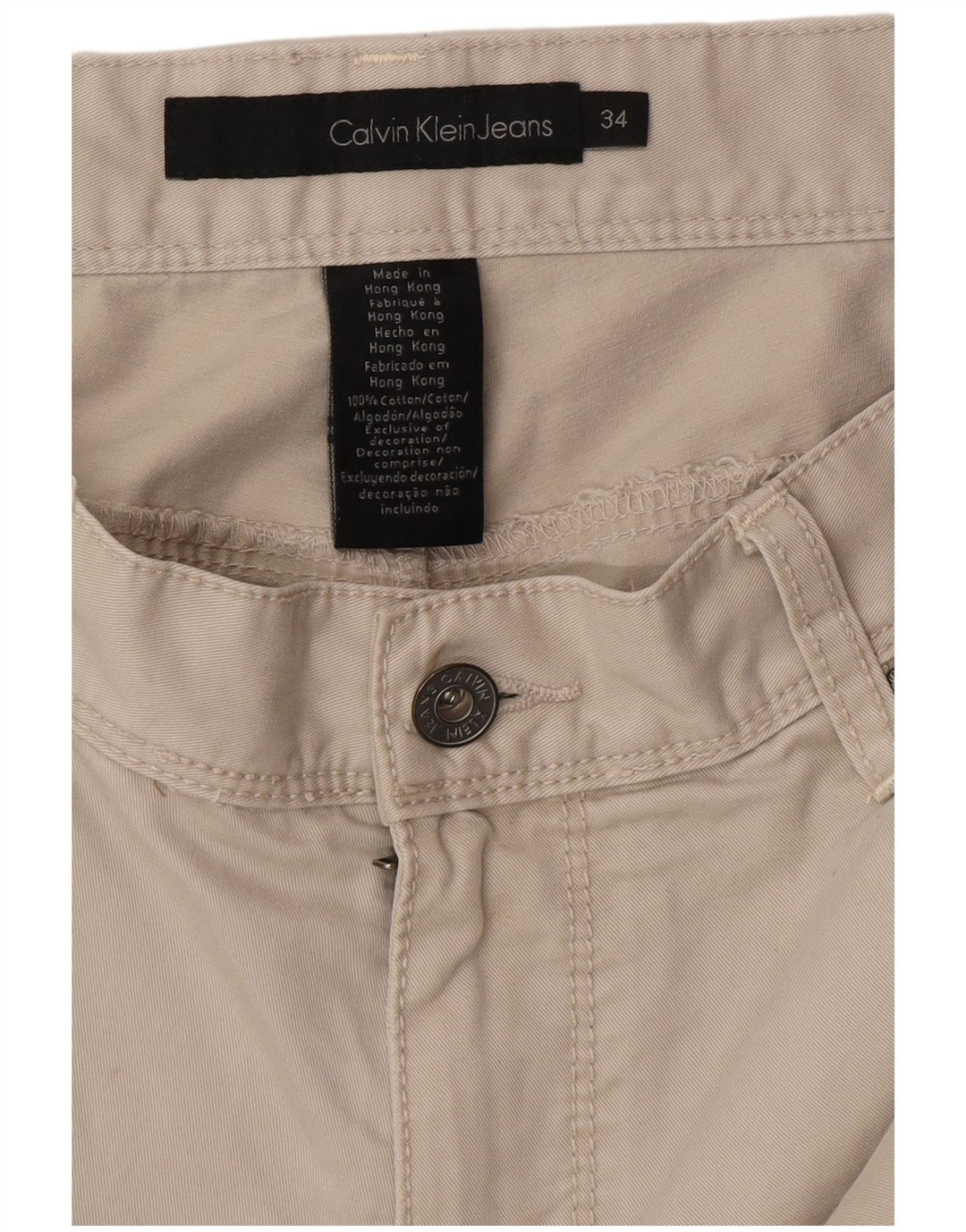 CALVIN KLEIN Pantaloni cargo dritti da uomo W34 L32 Cotone grigio