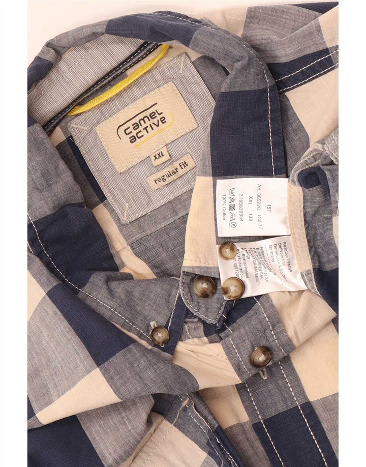 Camicia da uomo Regular Fit Camel Active 2XL in cotone a quadretti blu navy