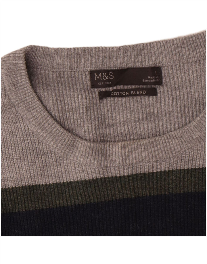 Marks & Spencer Maglione girocollo da uomo a righe grandi multicolori
