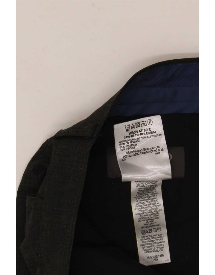 Pantaloni da abito da uomo Marks & Spencer super slim fit W32 L33 a quadri grigi
