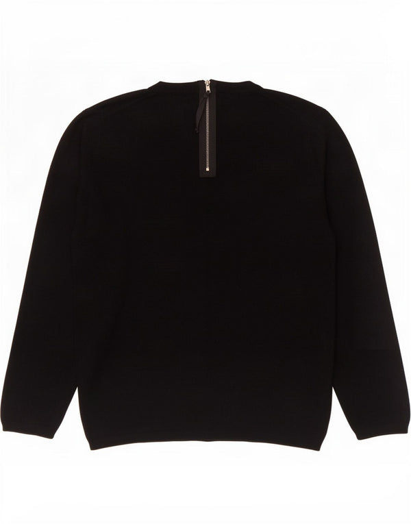 Zara Womens Button Neck Jumper Sweater UK 16 Large Black