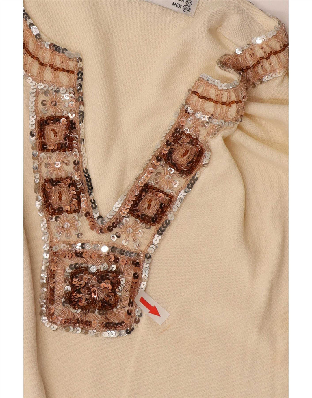 Top Zara da donna a maniche lunghe UK 12 Viscosa beige medio