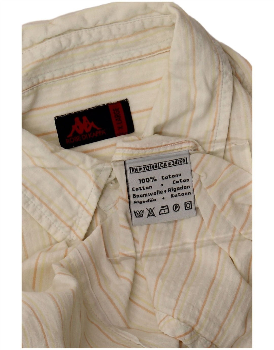 Camicia Kappa da uomo XL in cotone gessato bianco sporco
