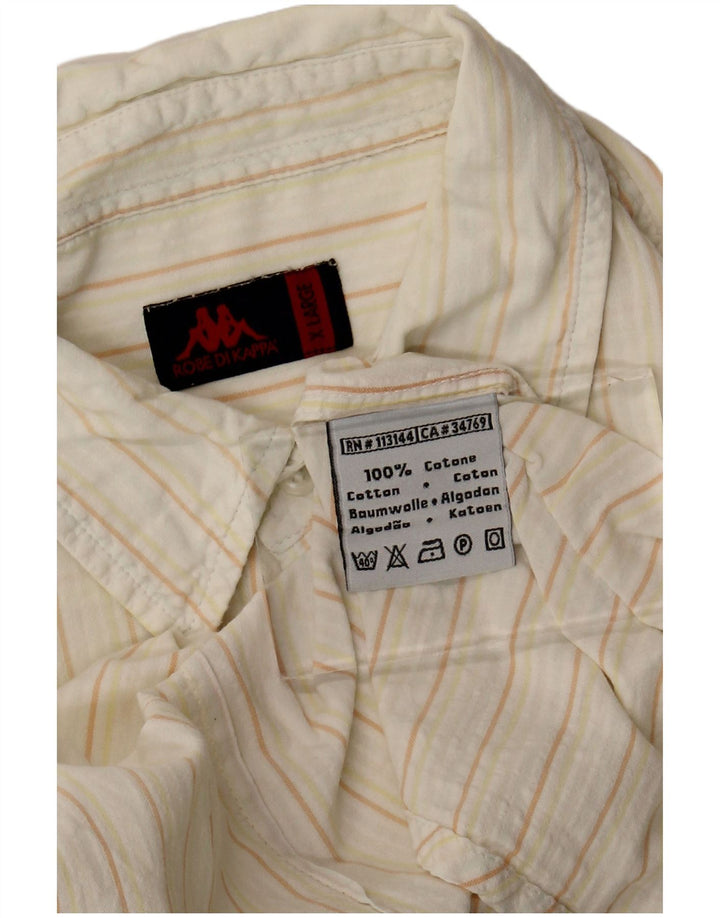 Camicia Kappa da uomo XL in cotone gessato bianco sporco