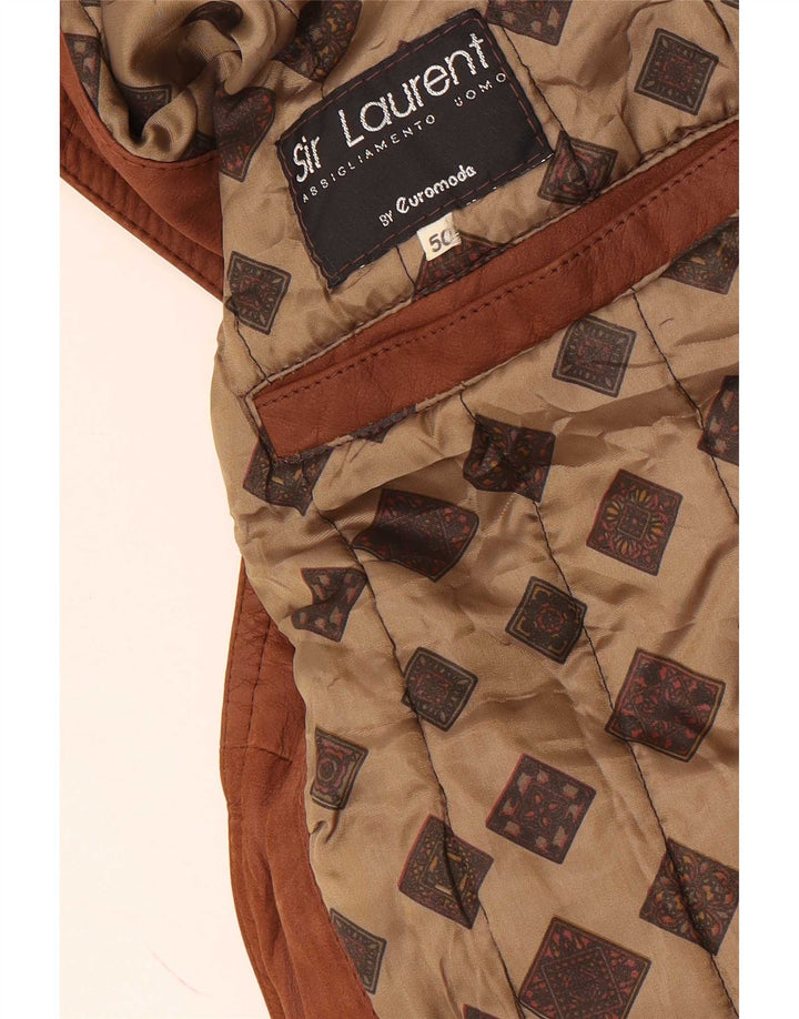 Giacca in pelle vintage da uomo IT 50 grande color marrone marrone