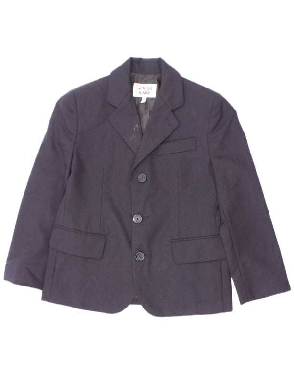 Giacca Blazer a 3 Bottoni Armani Junior Bambino 6-7 Anni in Lana Blu Navy