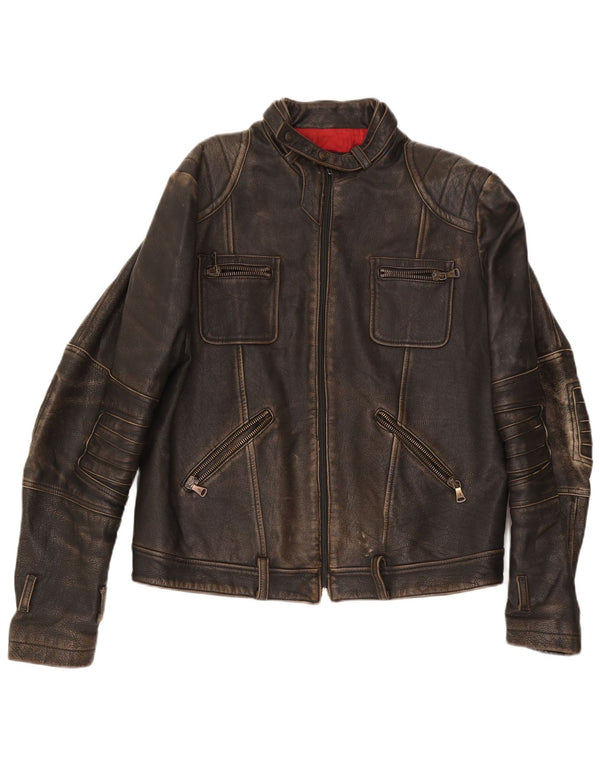 Giacca da pilota in pelle da uomo GF Ferre UK 42 XL Pelle marrone