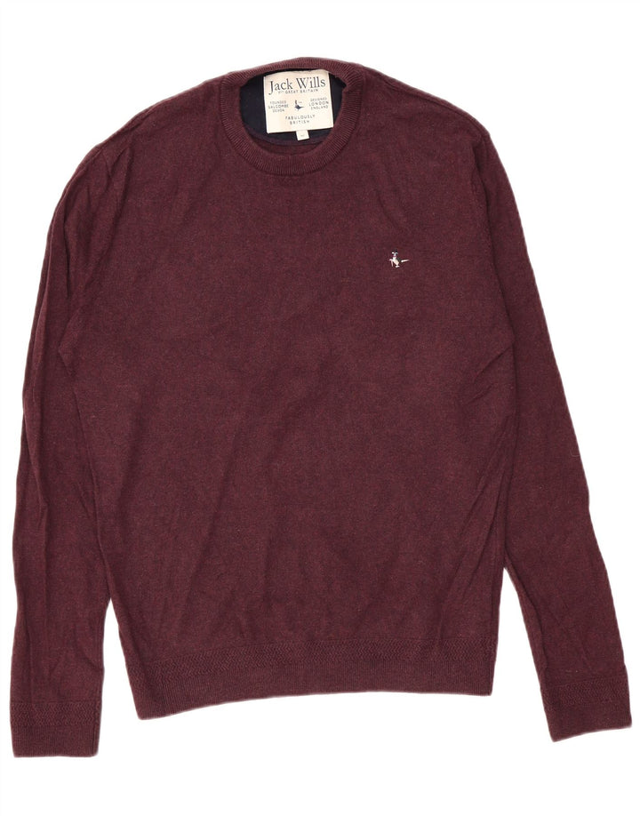 Maglione maglione girocollo da uomo Jack Wills in cotone bordeaux medio