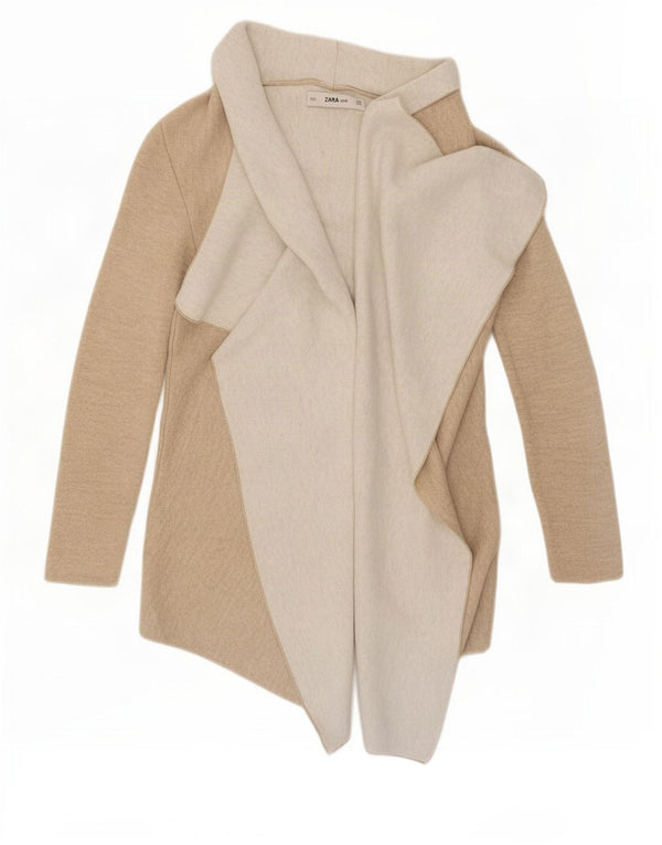 Maglione cardigan aperto da donna Zara UK 12 Acrilico color block beige medio
