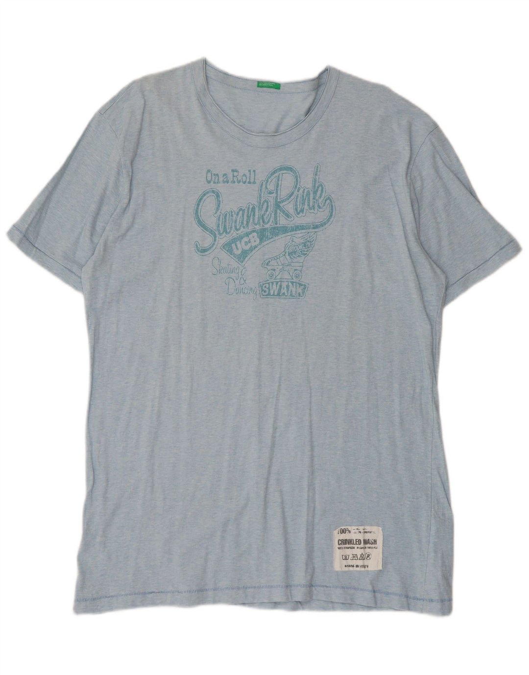 T-shirt grafica da uomo Benetton Top 2XL in cotone blu