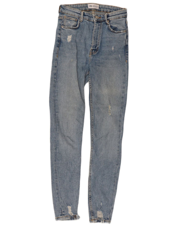 Jeans skinny effetto invecchiato Zara da donna EU 34 2XS W24 L26 Blu