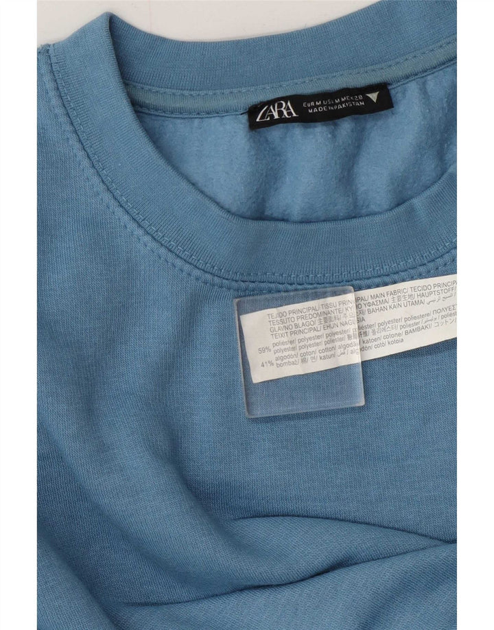Felpa da donna Zara UK 14 poliestere blu medio