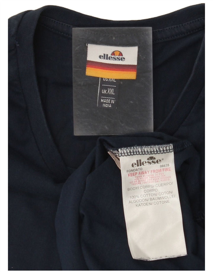 T-shirt grafica da uomo ELLESSE Top 2XL cotone blu navy