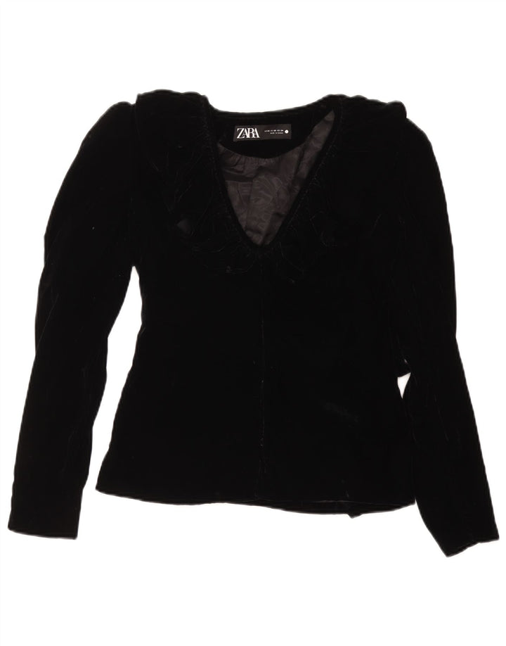 Giacca blazer in velluto da donna ZARA UK 6 XS poliestere nero