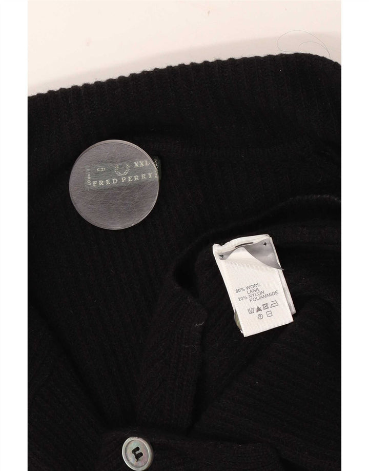 Maglione cardigan da donna Fred Perry UK 20 2XL Lana nera