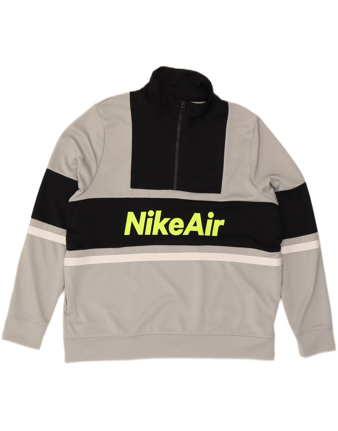 NIKE Felpa con collo con zip grafica da uomo Maglione grande grigio color block