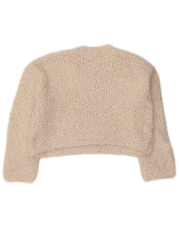 Maglione girocollo oversize corto da donna Zara UK 10 piccolo bianco sporco